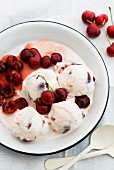 Fior Di Latte (Italian ice cream) with cherries