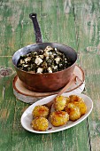 Braised green kale with sesame potatoes