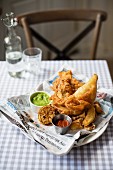 Fish and chips with mushy peas