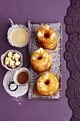 Croissant-Doughnuts with caramel and popcorn