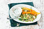 Couscous with vegetables and a dip