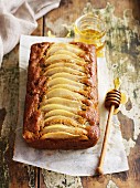 Pear cake with honey and sultanas