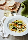 Ravioli with asparagus and lemon butter