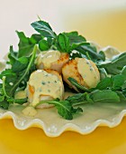 Scallops with chive sauce