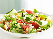 An oriental salad with cucumber, grapefruit and coriander