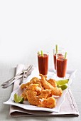 Crispy prawns in polenta batter with Bloody Mary dippers