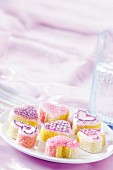 Heart-shaped angel cakes