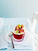 Fruit jelly with yoghurt and fruit salad