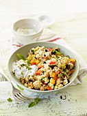 Couscous with vegetables and sour cream