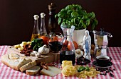 An arrangement of typical Italian ingredients