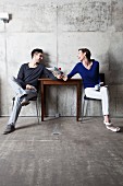 A couple enjoying themselves at cafe