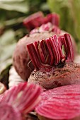 Beetroots, leaves cut off and halved