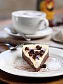 Chocolate cheesecake and a cup of coffee