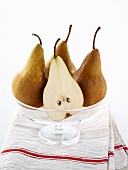 Pears in a glass bowl