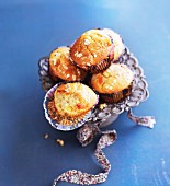 Apricots muffins with sugar in an old-fashioned dish