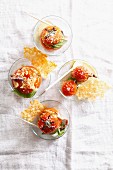 Tomatoes with a quinoa filling and Parmesan wafers