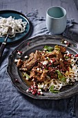 Beef Rendang (Indonesian beef curry) with rice noodles