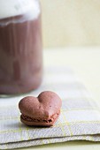 A heart-shaped chocolate macaroon