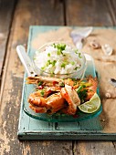 Spicy king prawns with chilli and rice (Mauritius)