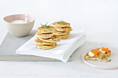 Potato cakes garnished with fennel leaves