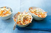 Raw vegetable salad with parsnips, carrots, winter raddishs and nuts
