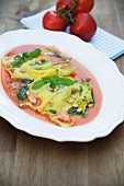 Ravioli with goat's cheese and tomato butter