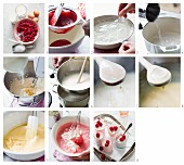 Bavarian cream with raspberries being made