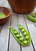 Organic Green Pea Pod Split Open