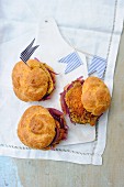 Gougeres with onion chutney and crisp cheese bacon