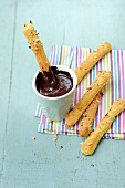 Sweet hazelnut sticks with a Nutella dip
