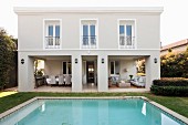 Elegant house with spacious loggia and swimming pool in garden