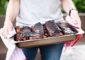 Platter of Beef Ribs; Close Up