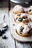 Blueberry muffins with icing sugar