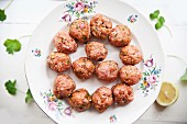 Raw lamb meatballs with Moroccan spices