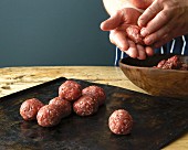 Meat balls being shaped