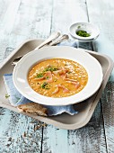 Cream of parsnip soup with smoked salmon