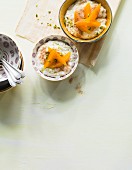 Cold rice pudding with orange fillets
