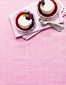 Semolina puddings with blueberry sauce