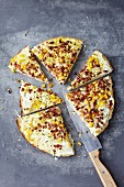 Tarte flambée with bacon and sweetcorn