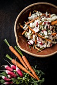 Cauliflower salad with radishes, carrots and tarragon
