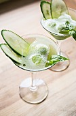 Cucumber and basil cocktail with sorbet