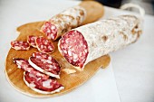Italian salami on a wooden board