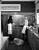 Two women cooking in the kitchen