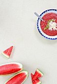 Watermelon gazpacho with feta cheese