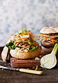 Chicken burgers with a fennel and cabbage salad