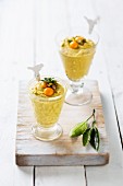 Yoghurt drink with Cape gooseberries and pistachios