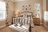 Bedroom in natural shades; Rancho Mission Viejo; California; USA