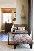 Patterned daybed and side table; Valencia; California; USA