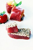 Antipasto di tonno crudo (tuna fish appetisers, Italy)
