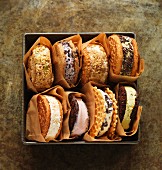 A selection of ice cream sandwiches